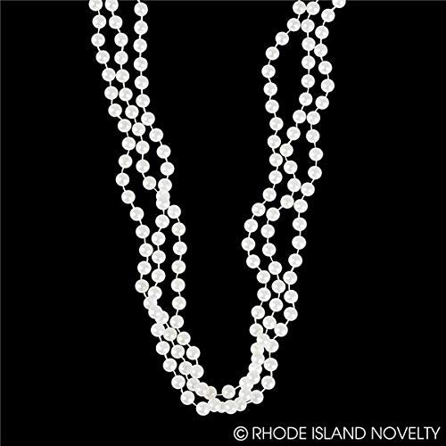 Rhode Island Novelty 48 Inch 7mm White Pearl Necklaces, Pack of 12