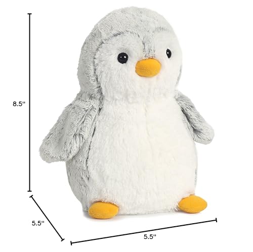 Aurora Playful Pompom Penguin Stuffed Animal - Vibrant Companions - Endless Fun - Gray 9 Inches