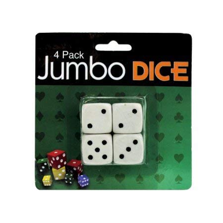 Jumbo Dice 3/4'' 19mm White with Black Pips - Set of 4