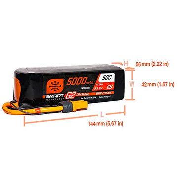 Spektrum 22.2V 5000mAh 6S 50C Smart LiPo G2: IC5, SPMX56S50