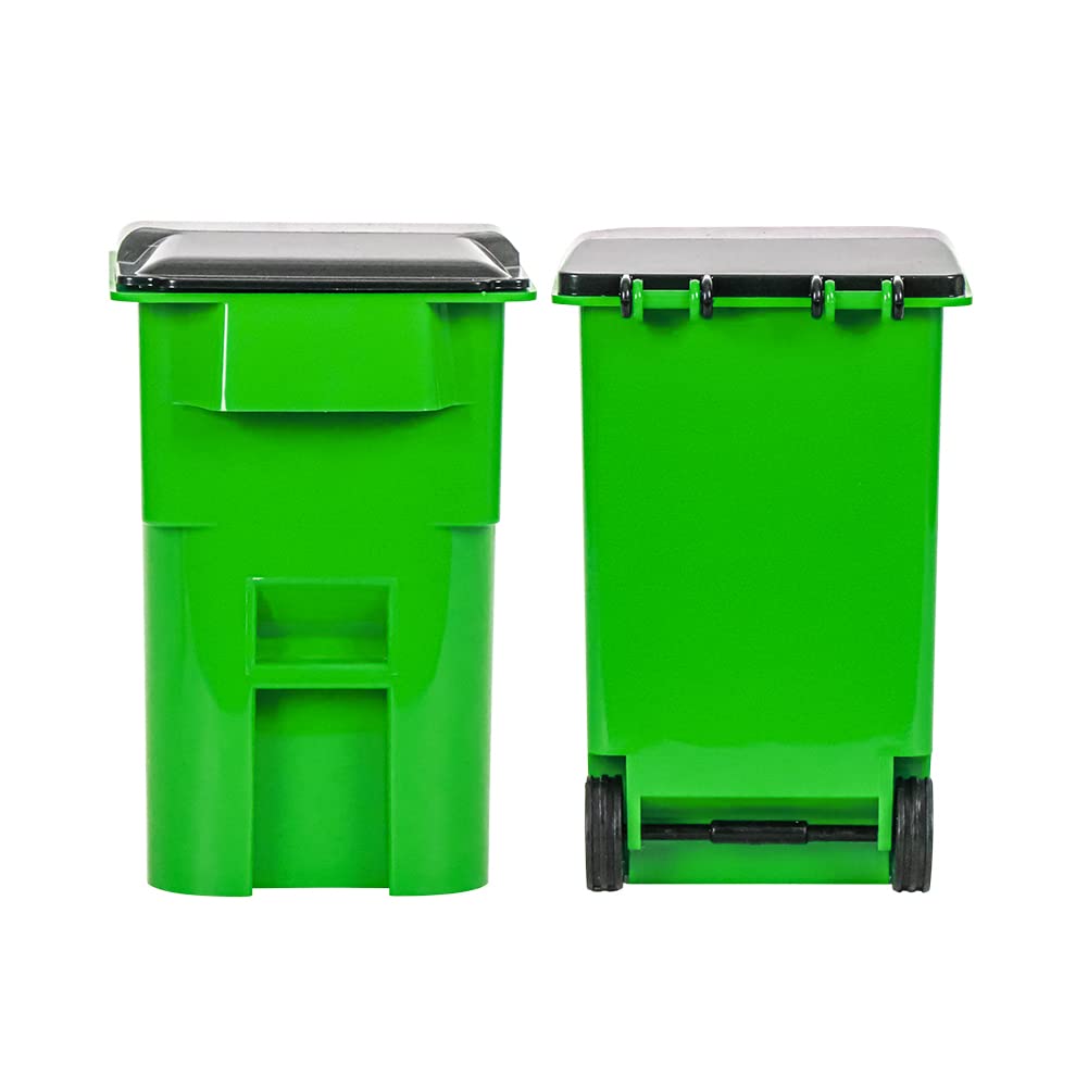 Set Of 4 Mini Trash & Recycling Cans With Lid & Wheels For Wwe Wrestling Action Figures