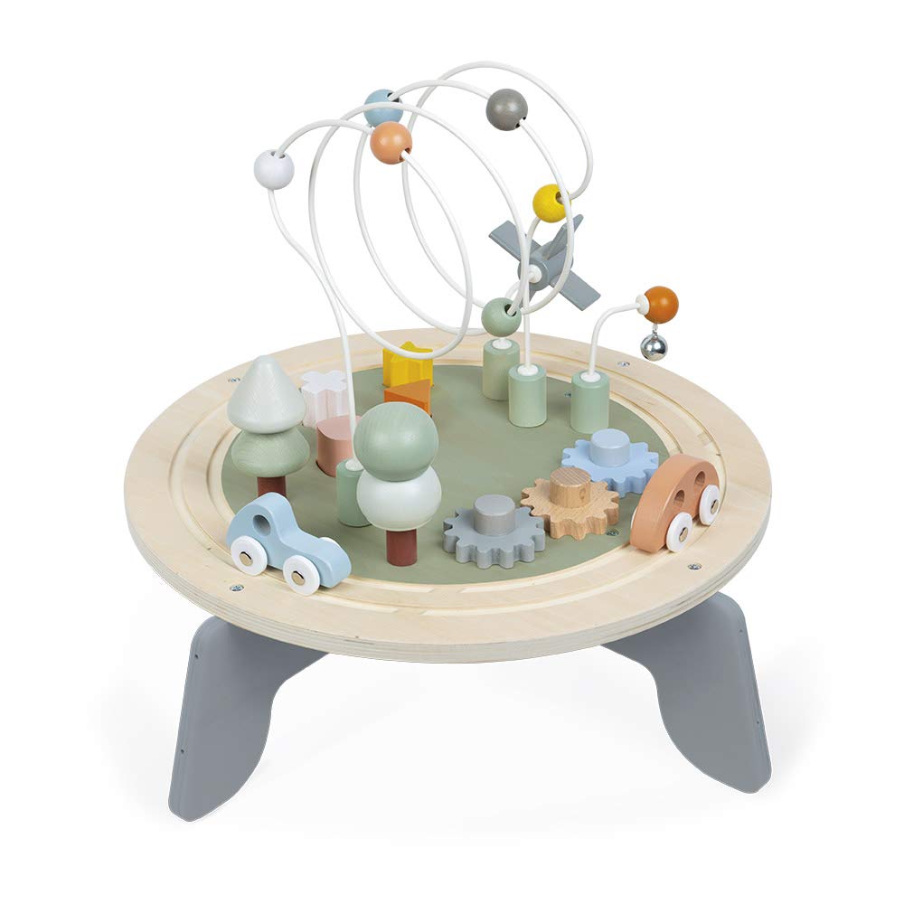 Janod J04402 Sweet Cocoon Wooden Activity Multi-Play Table Toddlers – Fine Motor Development – Non-Slip Feet – Water Painted And Fsc Certified – Suitable For Age 1 Year And Above