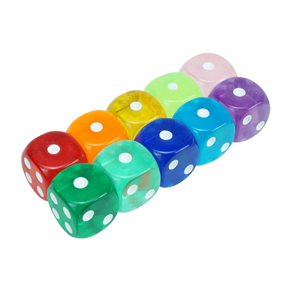 100pcs 16mm Game Dice D6 Six Sided of Rounded Translucent for Yahtzee,Tenzi, Farkle, Bunco, DND, MTG, RPG,Table Board Game or Te