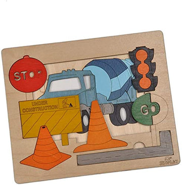 Road Construction Multilayered Wooden Puzzles For Kids, 20 Piece Jigsaw Puzzle For School Kids, Learning Educational Toys Gifts For Boys Girls. Construction Puzzles Sets, Road Construction.