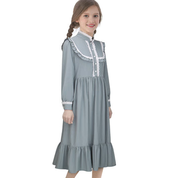 Todollcos Girlsharriet Tubman Costume Pioneer Colonial Dress Victoria Retro Rustic Skirt Kids Cosplay Outfits Party (Blue, 150Cm