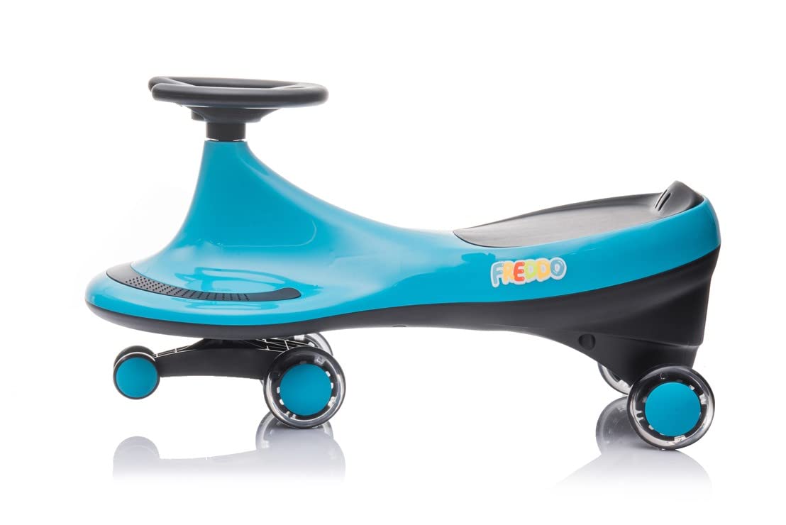 Freddo Toys Swing Car For Kids With Flashing Wheel For Boys And Girls, No Batteries, Gears Or Pedals - Twist, Turn, Wiggle Movement To Steer (Blue), Age 18+ Months