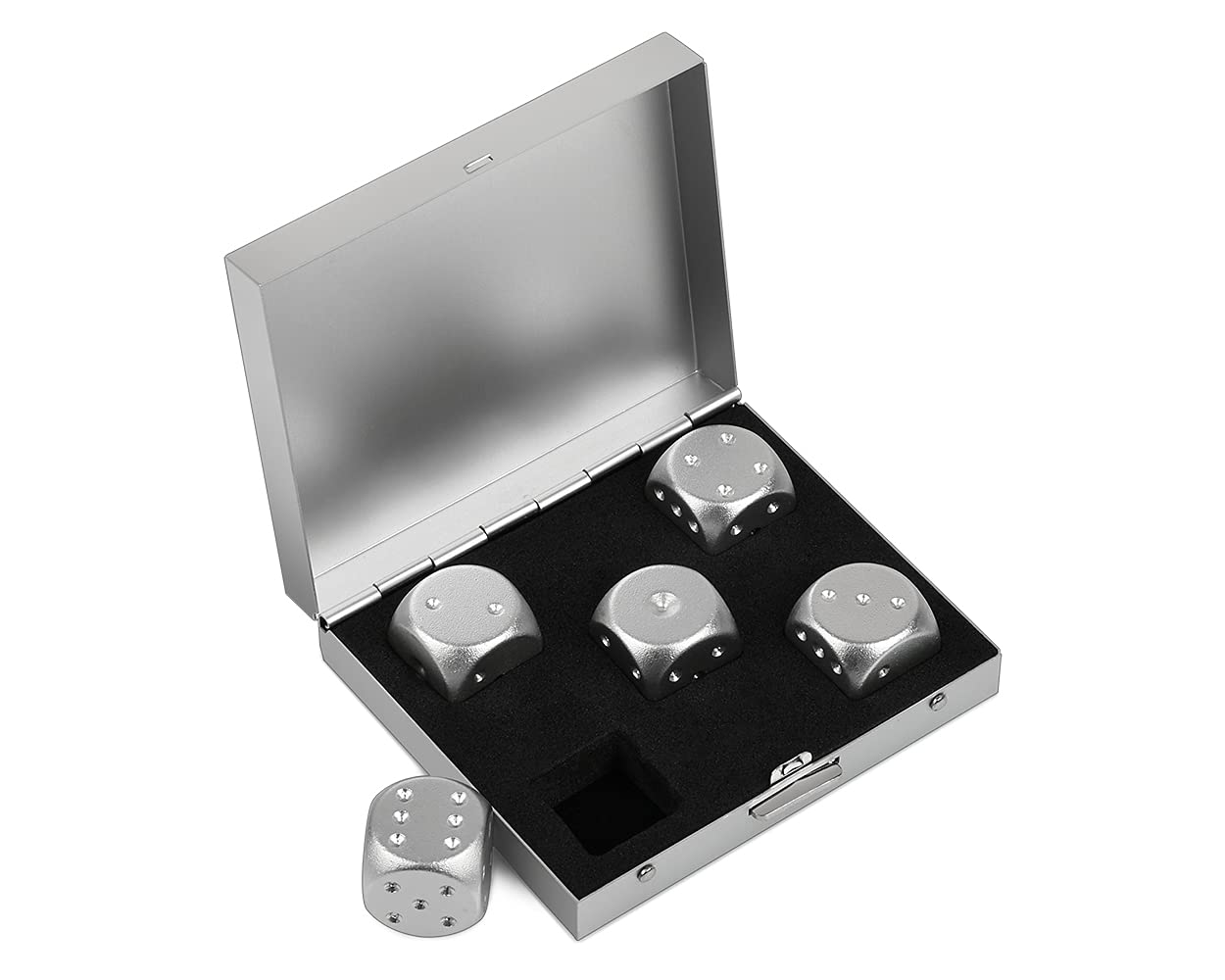 DS. DISTINCTIVE STYLE Aluminum Alloy Dice 5 Pieces 16mm Portable Metal Dices with Square Case 6 Sided Dice for Drinking Party Ga
