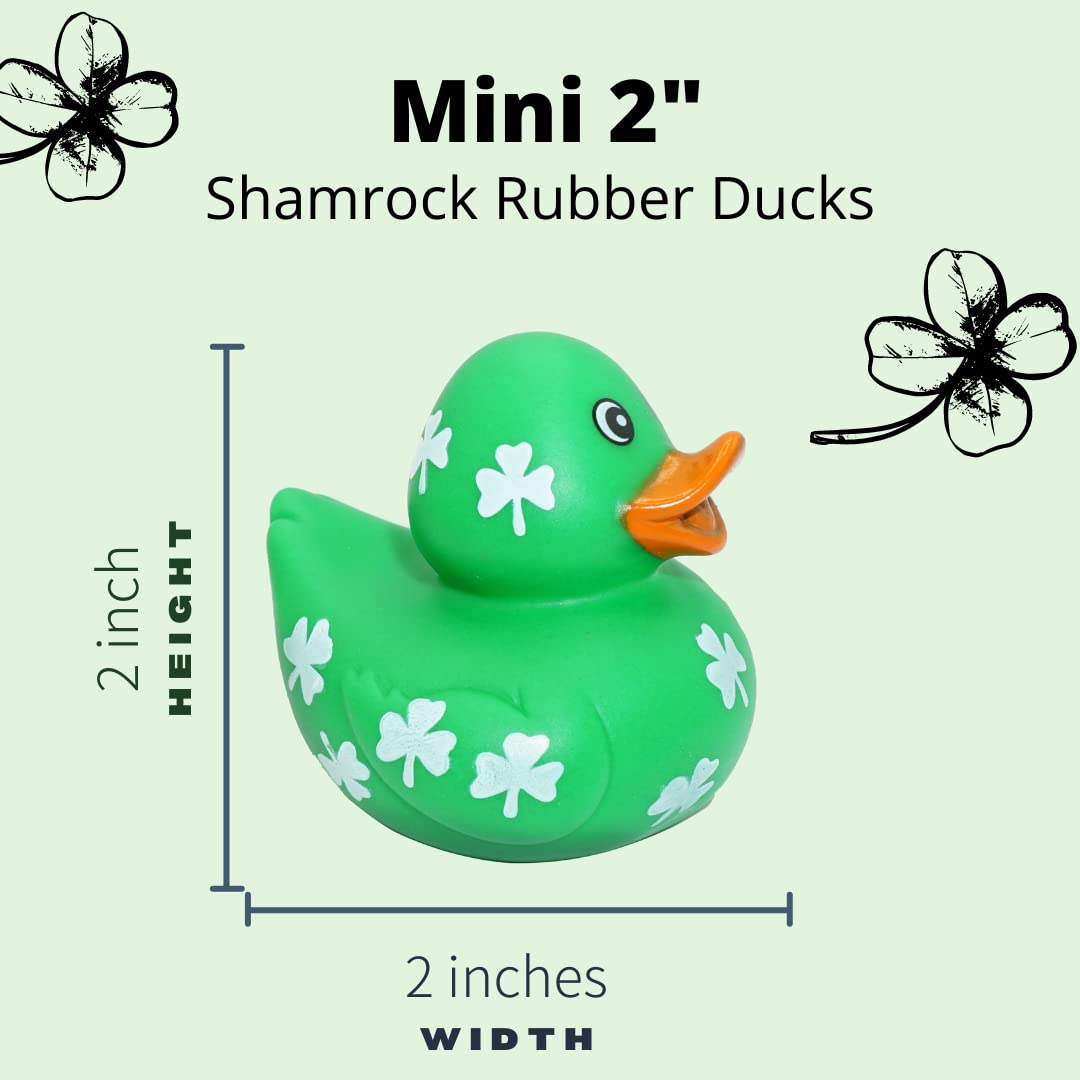 4E'S Novelty 24 Pack St Patricks Day Rubber Ducks - 2 Inch Shmrock Rubber Duckies Bulk - Saint Pattys Day Irish Gifts For Adults