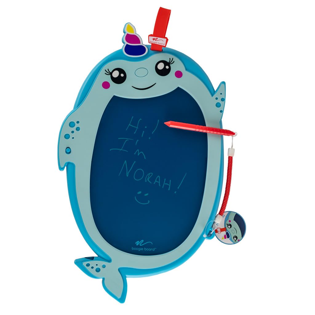 Boogie Board Kids Sketch Pals Portable Doodle Board With 9X6-Inch Writing Surface, Authentic Reusable Drawing Pad With Erase-Lock And Attached Stylus, Perfect For Travel, Kids 4+, Norah The Narwhal