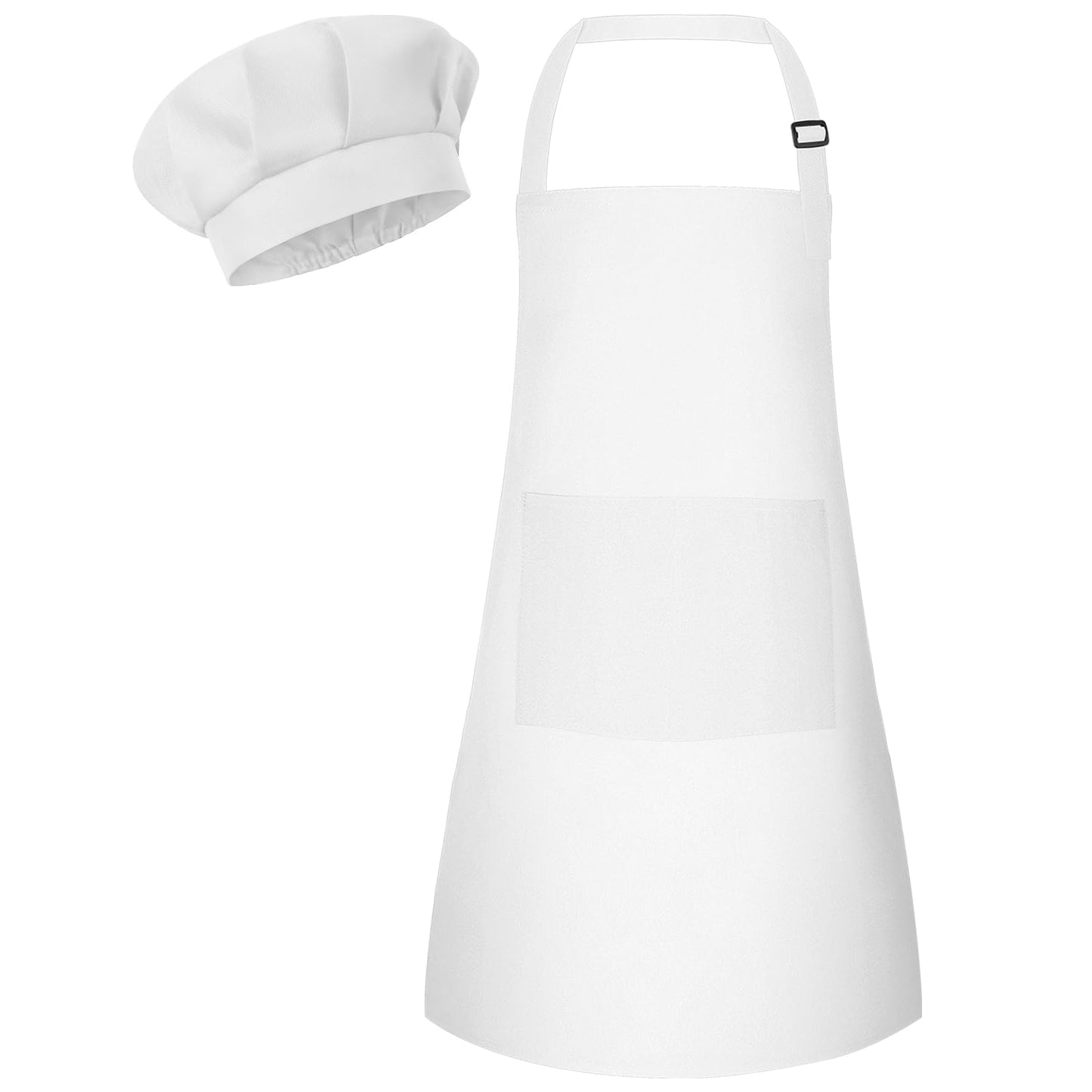 Bouiexye 1 Set Kids Apron and Chef Hat Set Children Apron Adjustable with 2 Pockets Children Chef Painting for Cooking Baking Pa