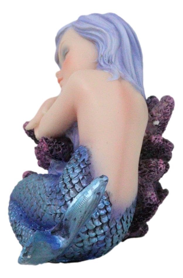 Ebros Under The Sea Blue Child Mermaid Sleeping On Coral Statue Enchansia Mergirl Decorative Figurine