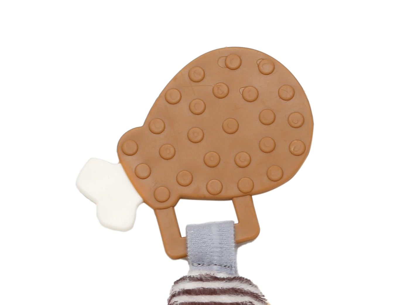 Thanksgiving 13 Inch Teething Blanket, Silicone Turkey Leg Teether With Soft Security Blanket For Baby (Brown Stripe, Gobble, Gobble)