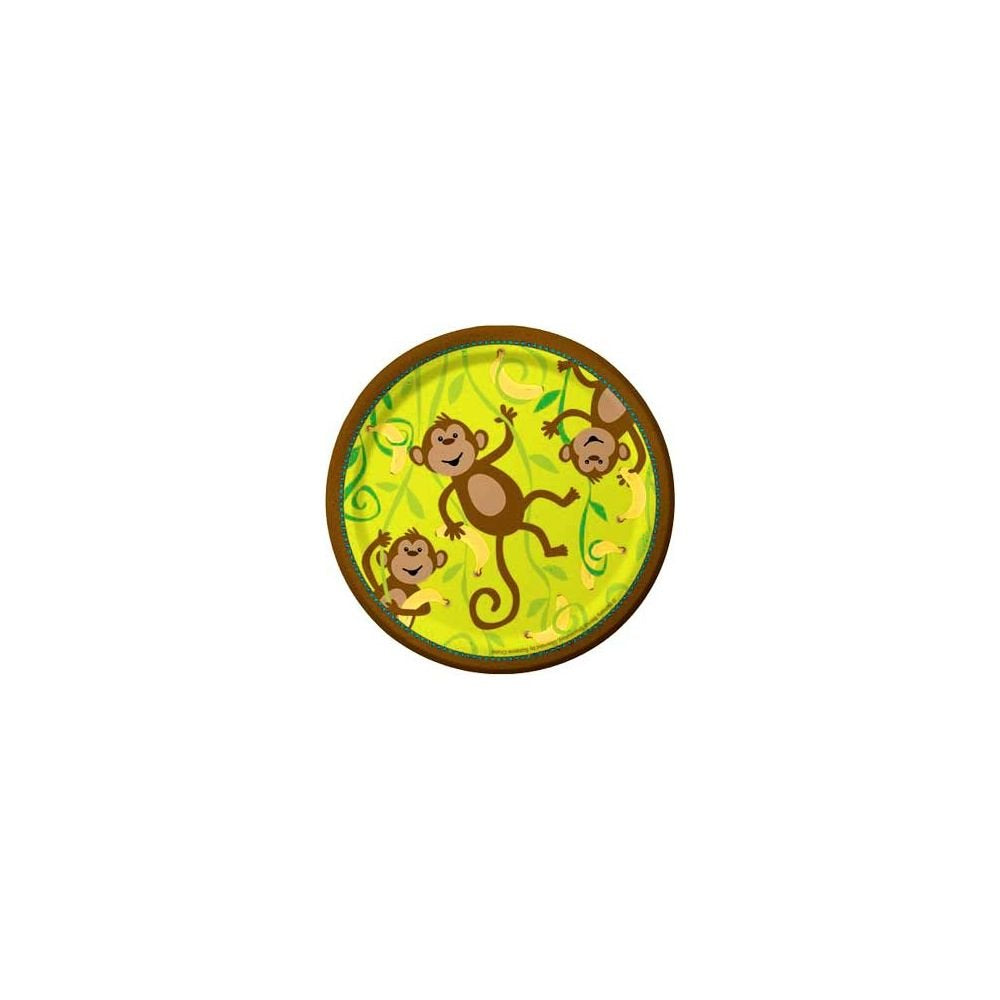 8-Count Round Paper Dessert Plates, Monkeyin' Around