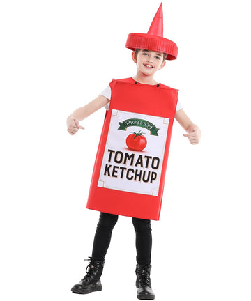 Seasons Mustard Costume Ketchup Cosplay Halloween Costume For Child 4-9 Years (Red Ketchup)