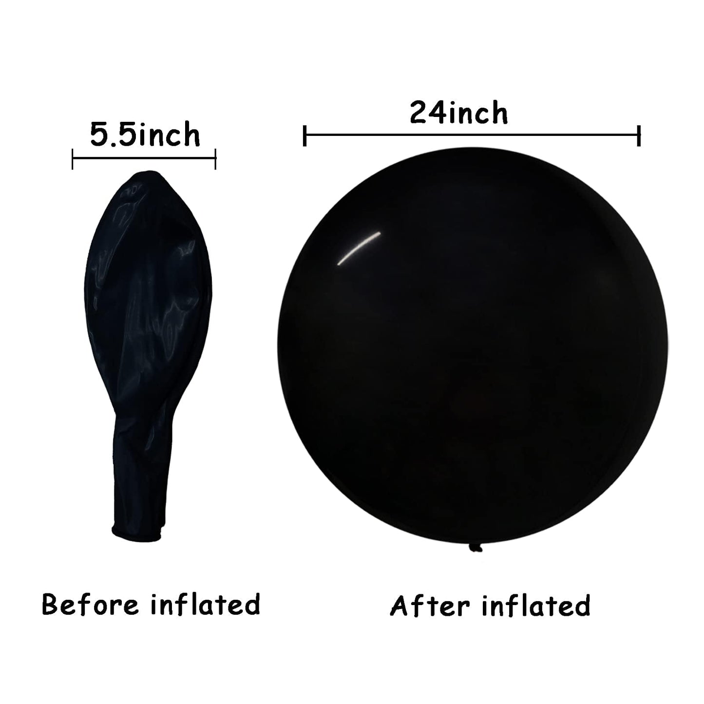 15Pcs Latex Big Balloons Clearance 24 Inch Black Large Balloons Giant Heavy Duty Airballoon For Wedding Baby Shower Birthday Halloween Party Supplies New Year'S Day Decorations