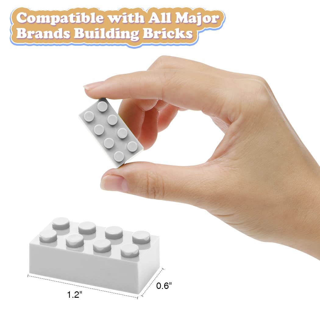 Unirolic Classic Building Bricks, 100 Piece 2X4 Building Blocks Stem Creative Building Toys Compatible With All Major Brands, Moc Building Bricks Diy Play Set For Kids(Light Grey)