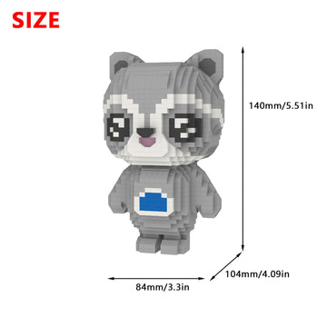 Larcele Animal Series Micro Building Blocks Animal Set, Diy Mini 3D Building Toy Bricks,1211 Pieces Kljm-07 (Raccoon)