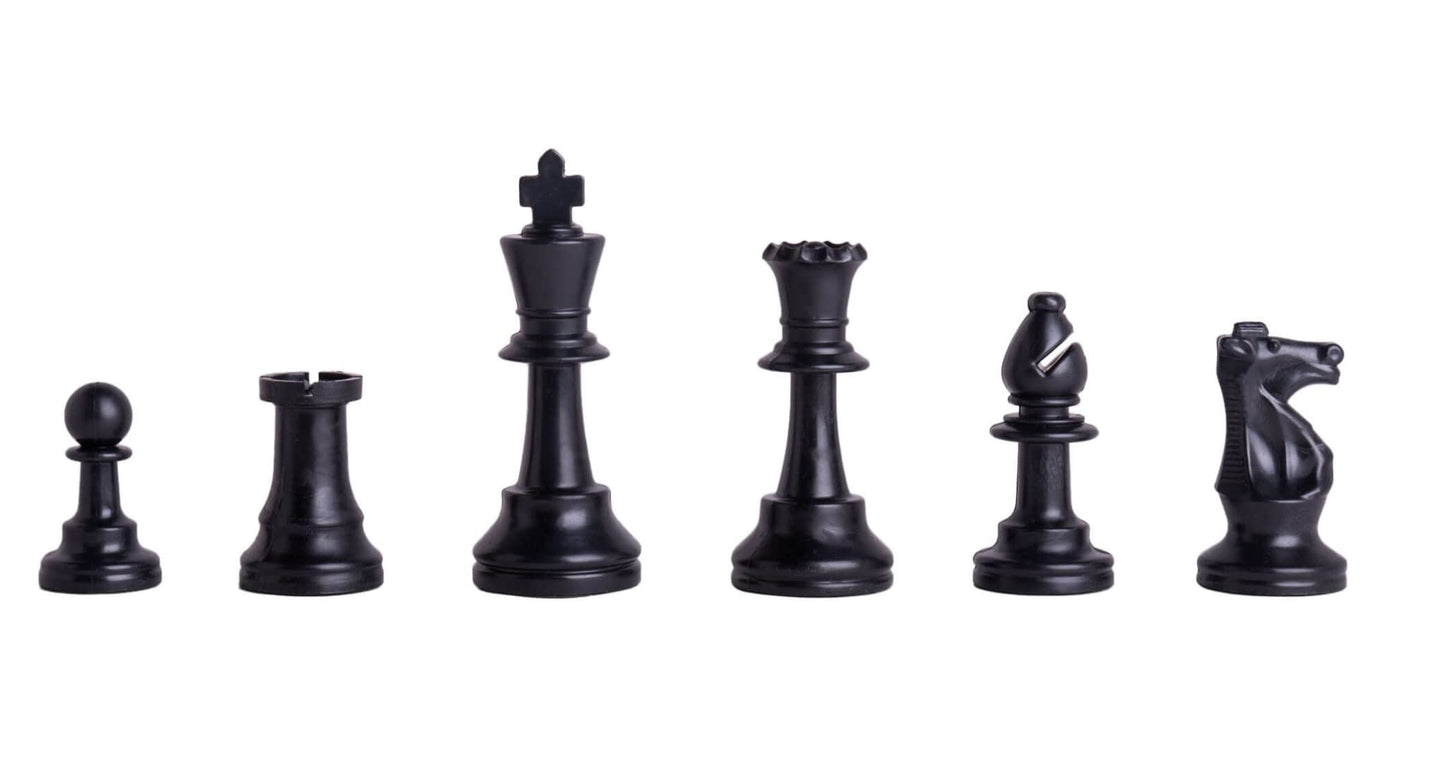 US Chess Federation Triple Weighted Chess Set - Green Quiver Bag, 21"x6", Vinyl Board, Staunton Pattern, 3.75" King, Model COMBO15-GR