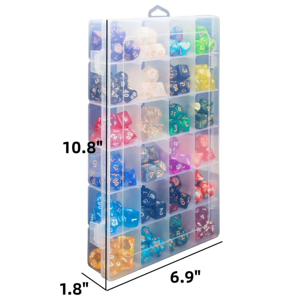 2 Pack DND Dice Storage Box Each 24 Grids Polyhedral Dice Organizer with Removable Dividers Holding Up To 1600 Dices Small Craft