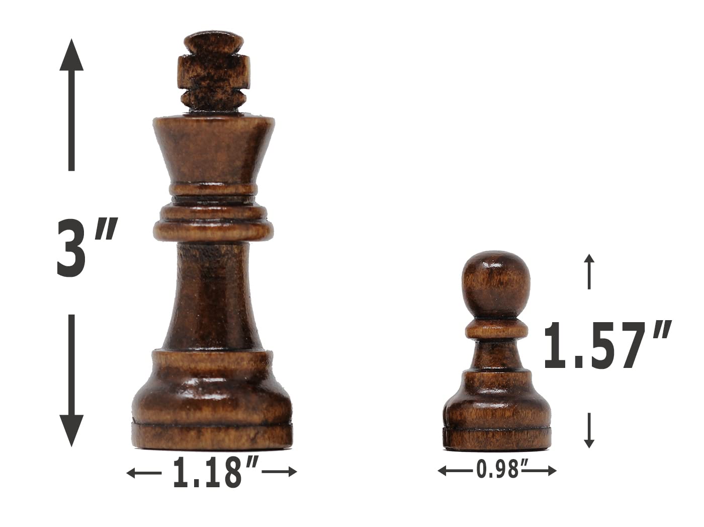 Da Vinci Staunton Wood Chess Pieces 32 Chessmen And Storage Bag (3 Inch King)