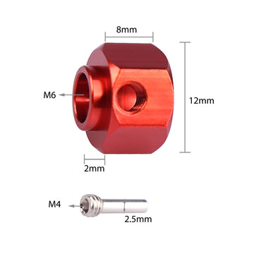 Aimrock Aluminum 12Mm Hex Extended Wheel Hubs 8Mm Offset Spacers For 1/10 Trx4 Trx6 Rc Crawler Truck (Red, 8Mm)