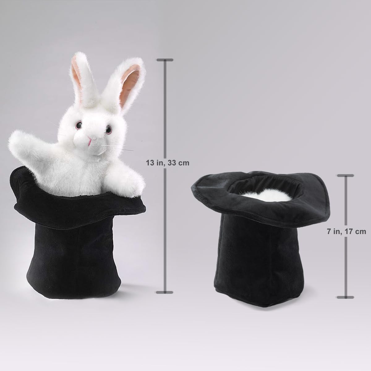 Folkmanis Rabbit In Hat Hand Puppet Black, White, Pink, 1 Ea