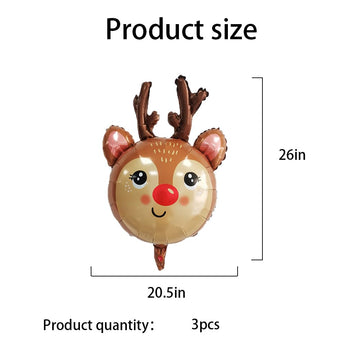 Hadckja Reindeer Balloons Christmas Balloons Reindeer Head Foil Balloons For Christmas-Themed Party Birthday Party Supplies Deco