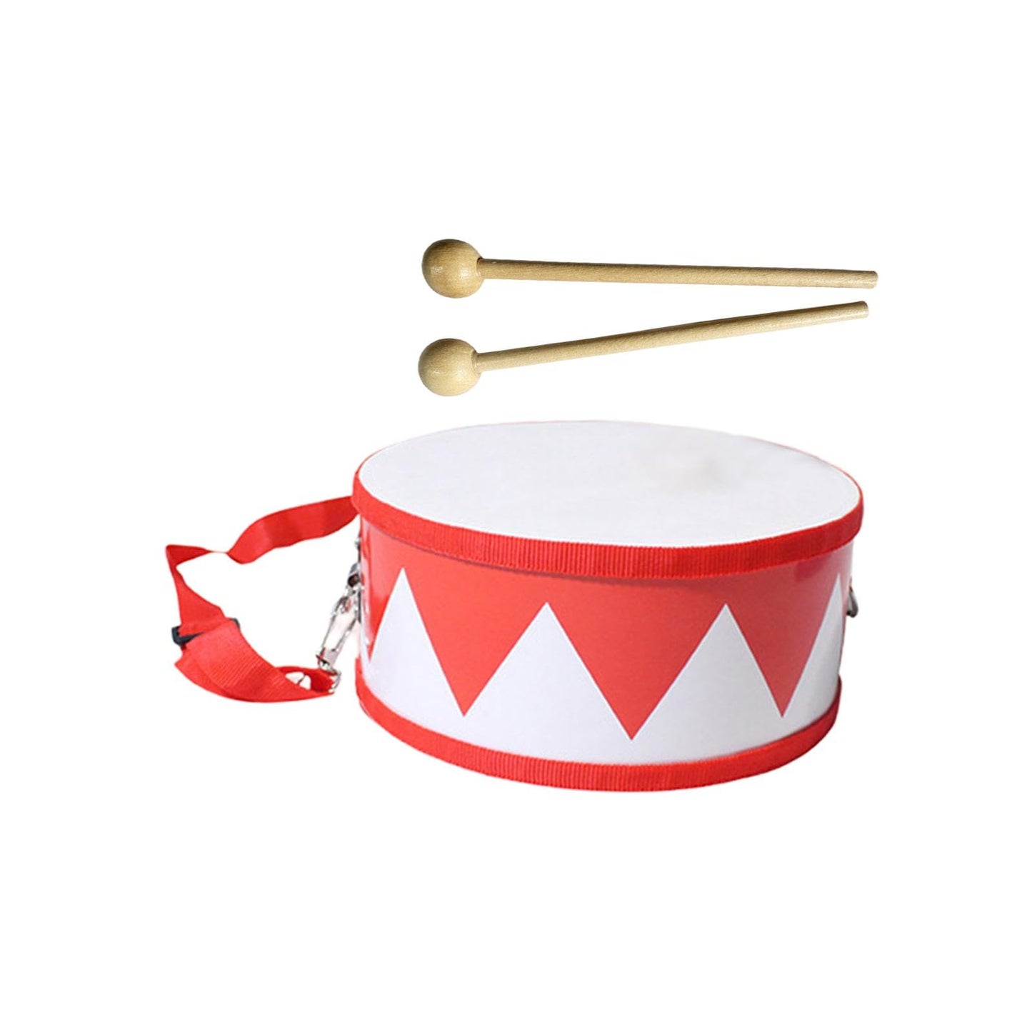 Atorse Double Side Hand Drum With Drumstick Hand Eye Ability Durable Montessori Toy Red White