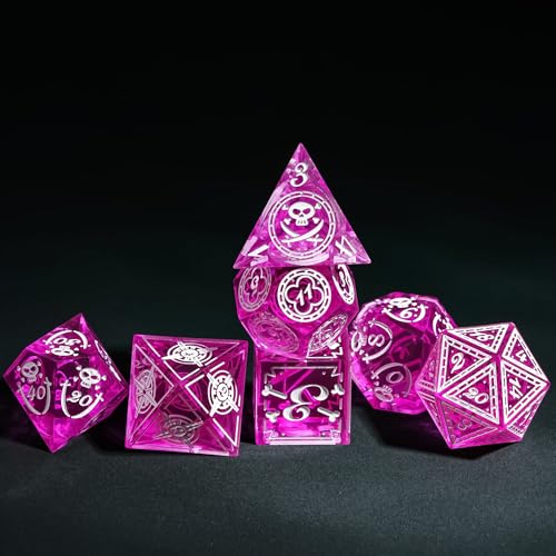 Cusdie 7-Piece Sharp Edges Dnd Dice Set With Pirate Design - Perfect For Tabletop Rpgs Board Games Gifting And Collecting(Rose R