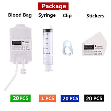 Aweilan PVC Blood Bags for IV Bags, Halloween Cups, Drink Pouches - Zombie/Vampire Party Supplies (Pack of 20)