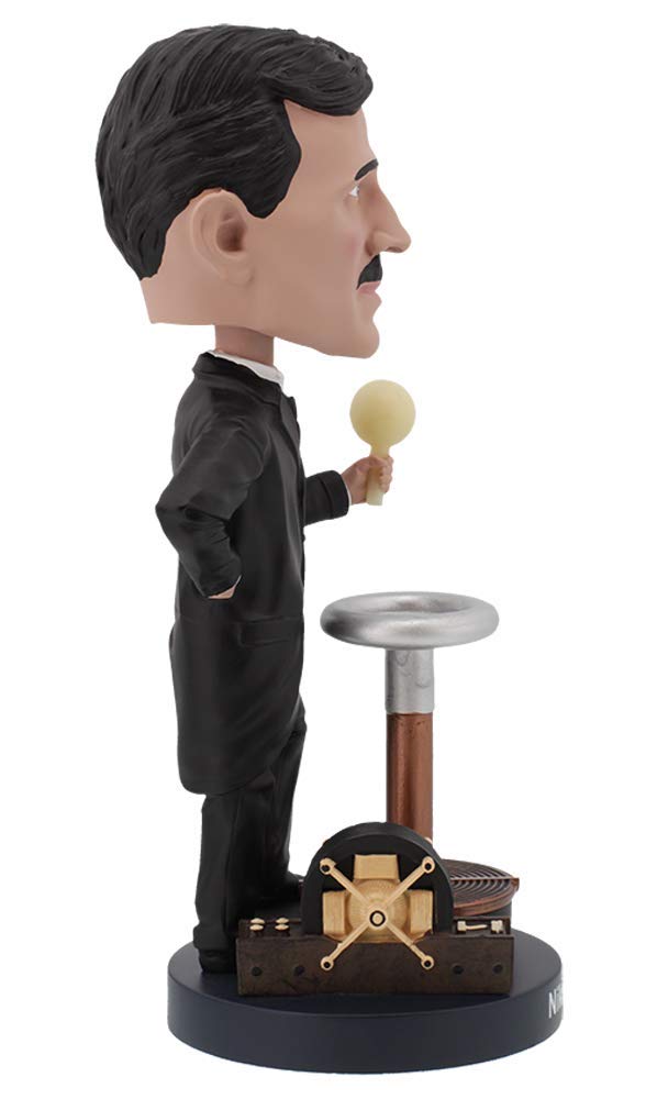 Royal Bobbles Nikola Tesla Bobblehead - 8" Silver Premium Polyresin Figure, Exquisite Detail, Model RB1083, Unique Serial Number