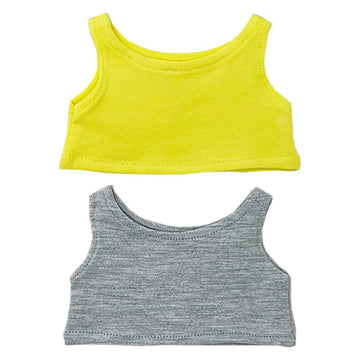 Niannyyhouse 20Cm Plush Doll Clothes Solid Color Vest Sleeveless T-Shirt Doll Dress Up (Yellow+Gray, 20Cm)