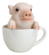 Ebros Gift Adorable Babe Pink Teacup Pig Figurine 5.25' Tall Realistic Animal Collectible Design Decor Statue With Glass Eyes Country Farm Whimsical Pigs