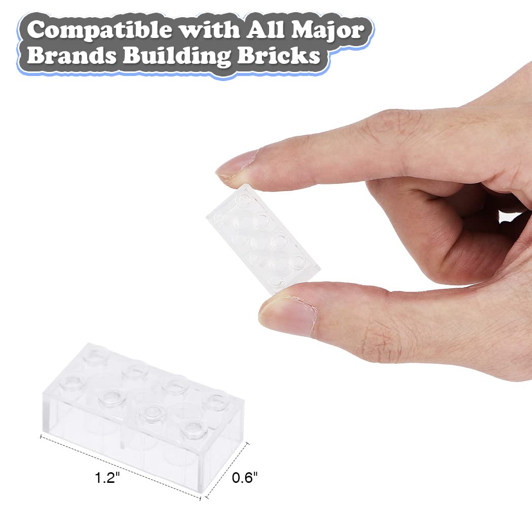 Unirolic Classic Building Bricks, 200 Piece 2X4 Building Blocks Stem Creative Building Toys Compatible With All Major Brands, Moc Building Bricks Diy Play Set For Kids Age 6+ (Transparent White)