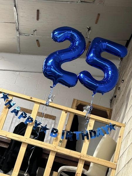 25 Balloon Number, Metallic Blue Number 25Th Birthday Balloons 40 Inch, 25 Or 52 Years Old Metallic Blue Birthday Decorations Fo