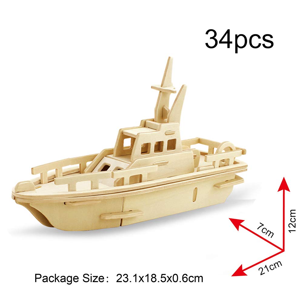 Georgie Porgy Woodcraft Construction Kits 3D Wooden Puzzles Jigsaw Diy Wooden Model Kits For Kids Toy Pack Of 3 (Seaplane Yacht Pirate Ship)