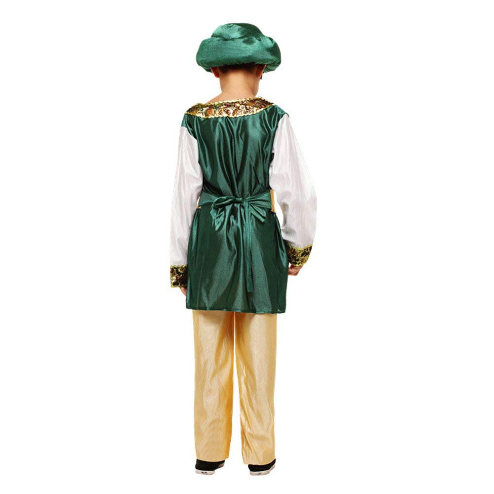 Stioedyuan Children'S Arab Prince Costume Egypt King Shiek Aladdin Cosplay Boys Arabian Genie Halloween Fancy Dress (Green, 6-8
