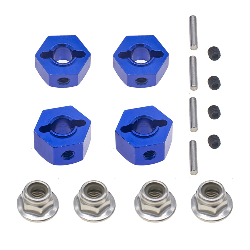 Aluminum Hex Wheel Hubs Pins&M4 Flanged Lock Nuts for Traxxas Slash 2WD 1/10 Upgrade Parts Replace 1654 3654