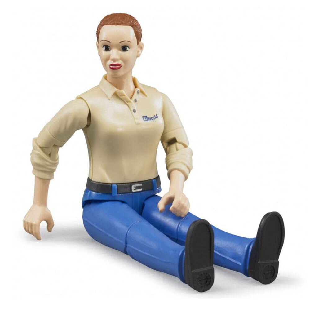 Bruder Toys - Bworld Woman Action Figure Light Skintoned And Blue Jeans With Grasping Hands And Moveable Limbs And Head - Ages 4+
