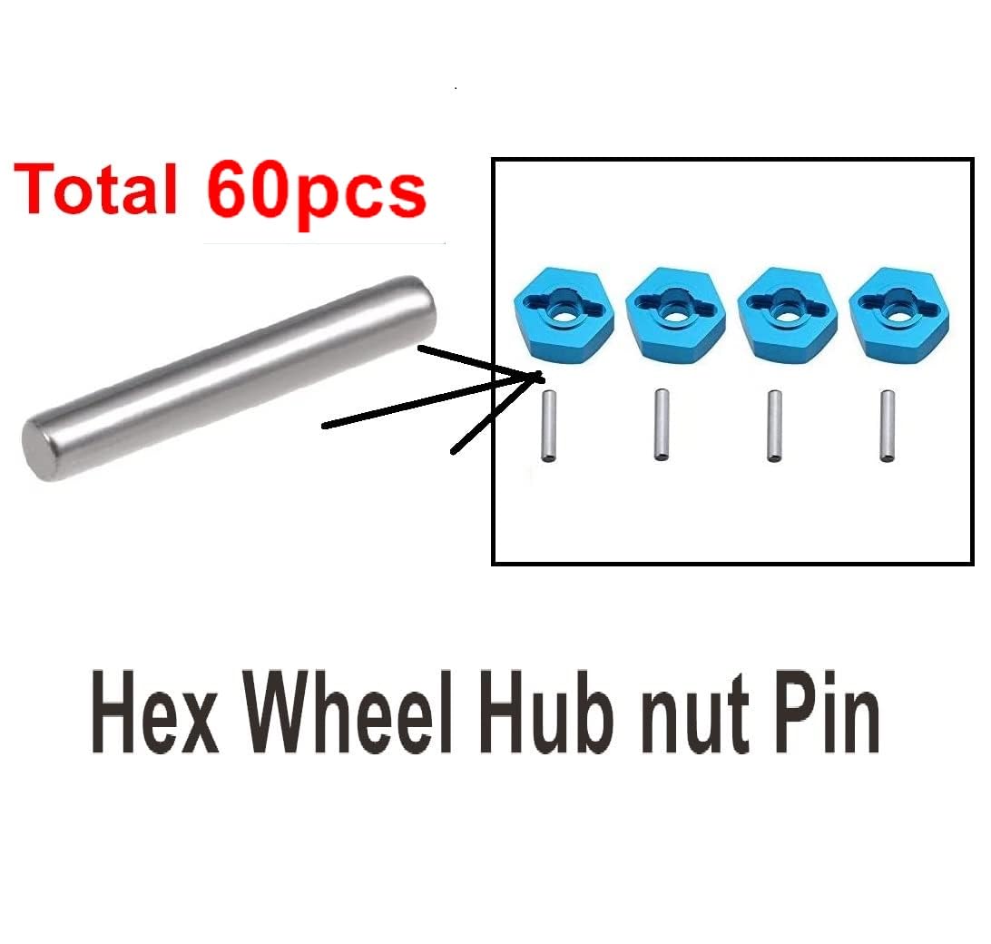 ZDingTech 60PCS 1.5x10mm Dowel Pin,Wltoys 144001 Hinge pin Spare Parts,Wltoys 124017 Hex Wheel Hub Nut Pins RC Car for WLtoys 12
