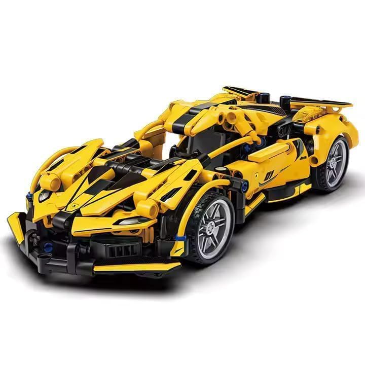 Diy Super Sports Car Building Blocks Set, Pull Back Vehicle Model, Creative Construction Toy Gift For Kids And Collectors