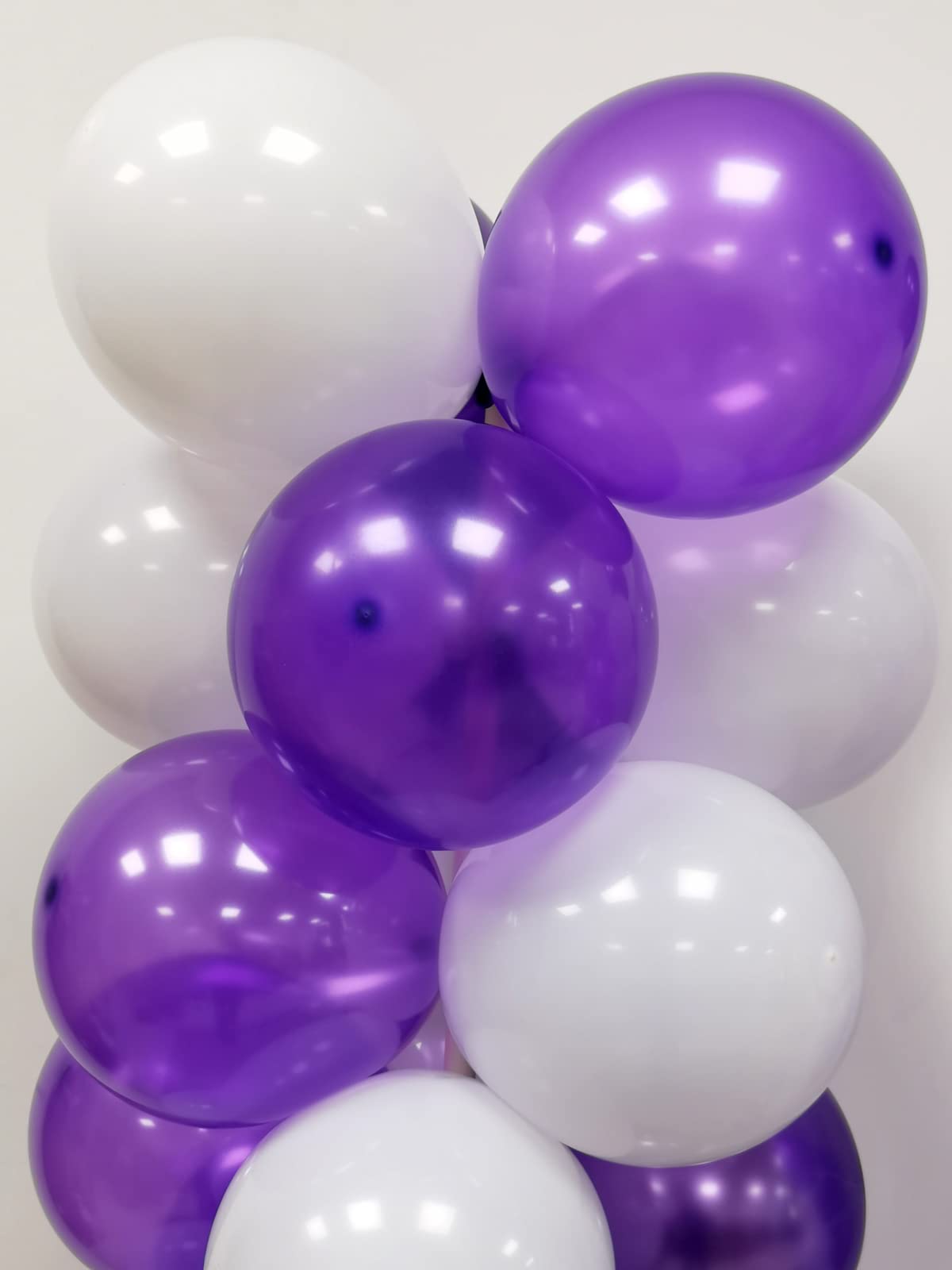 MOXMAY 100pcs Purple and White Balloons - Rubber Column Tower Balloons for Wedding, Baby Shower, Birthday Party