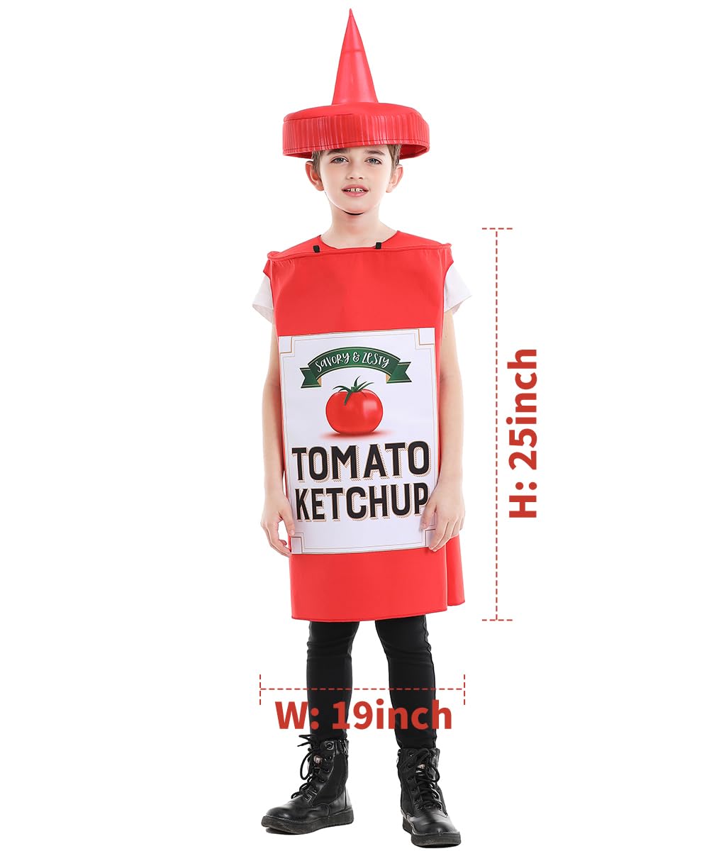 Seasons Mustard Costume Ketchup Cosplay Halloween Costume For Child 4-9 Years (Red Ketchup)