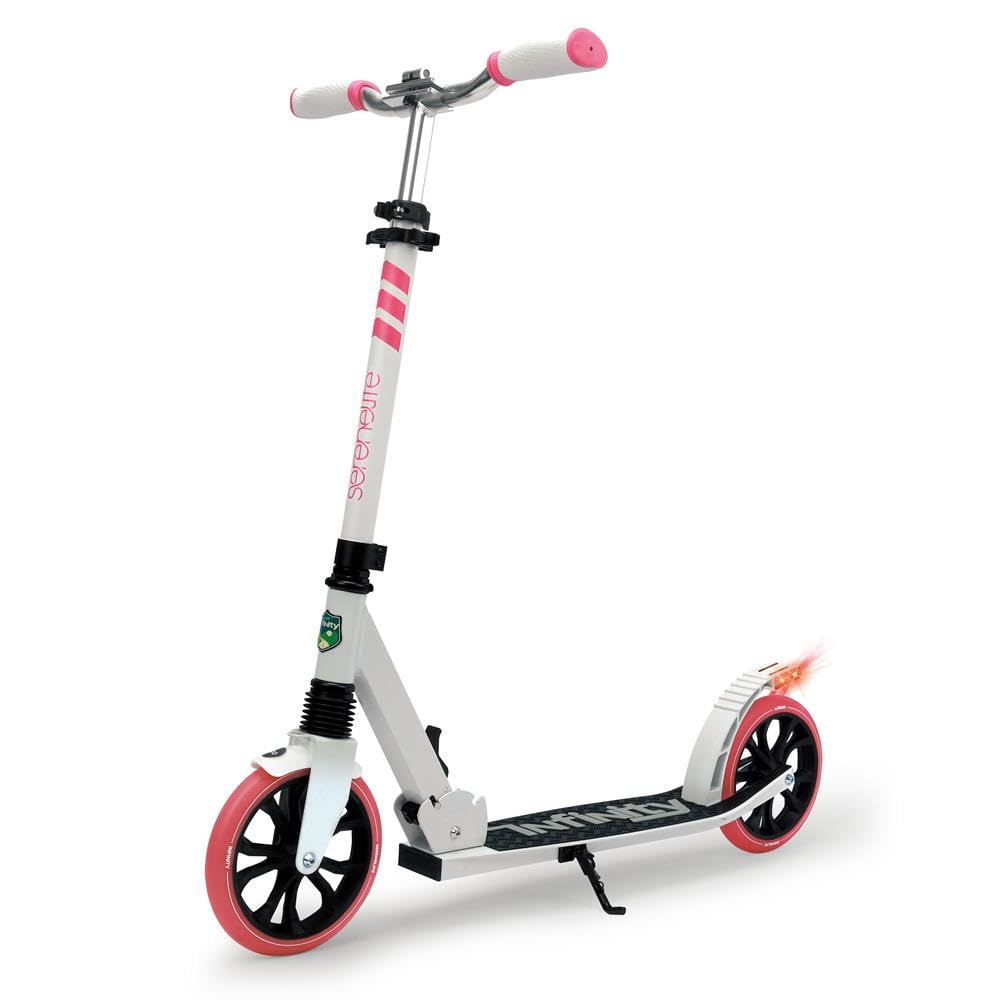 Serenelife Kick Scooter Adult Teenagers Kids- 2 Wheel Kids Scooter With Adjustable T-Bar Handlebar - Alloy Anti-Slip Deck - Portable Folding Scooters For Kids With Carrying Strap - Pink