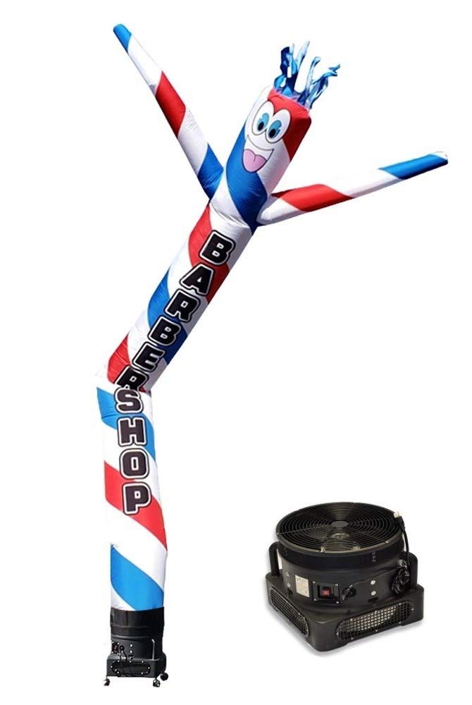 20Ft Inflatable Tube Man Guy Puppet Dancer - Barber Shop (Red/White/Blue) - Complete With 1Hp 2 Speed Air Blowerf