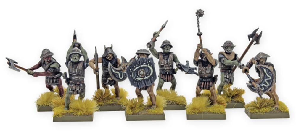 Warlord Games Orc Warband - 28mm Plastic Miniatures, Detailed Green & Brown Figures for Tabletop Wargaming, Model 692010002