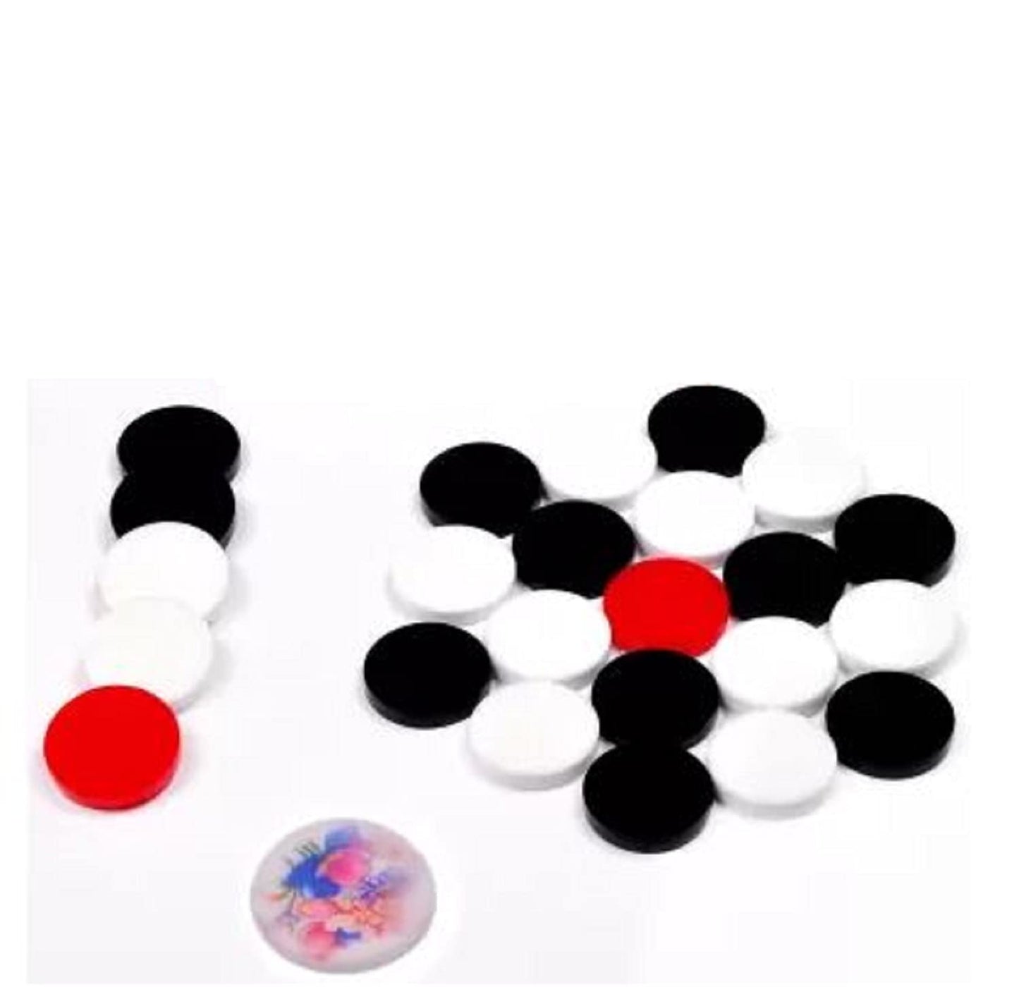 Pam Herbals Carrom Board Coins Set - 24 Acrylic Coins (6mm) & 2 Strikers - Smooth Play - Black