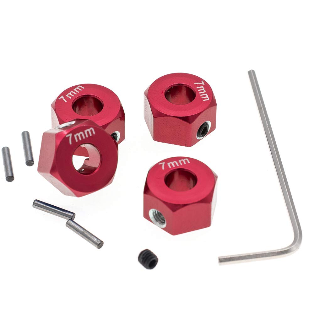 CODA RACING RC Model Hop-ups 12mm Hex Wheel Hubs(4) 7mm Thick for Traxxas 1/10 4WD Rustler,Slash,Stampede-Replaces Part 1654(4pc