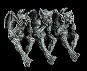 PTC Gargoyle Shelf Sitters Statue - 5 Inch Resin Figurine, See Hear Speak No Evil Model 9794