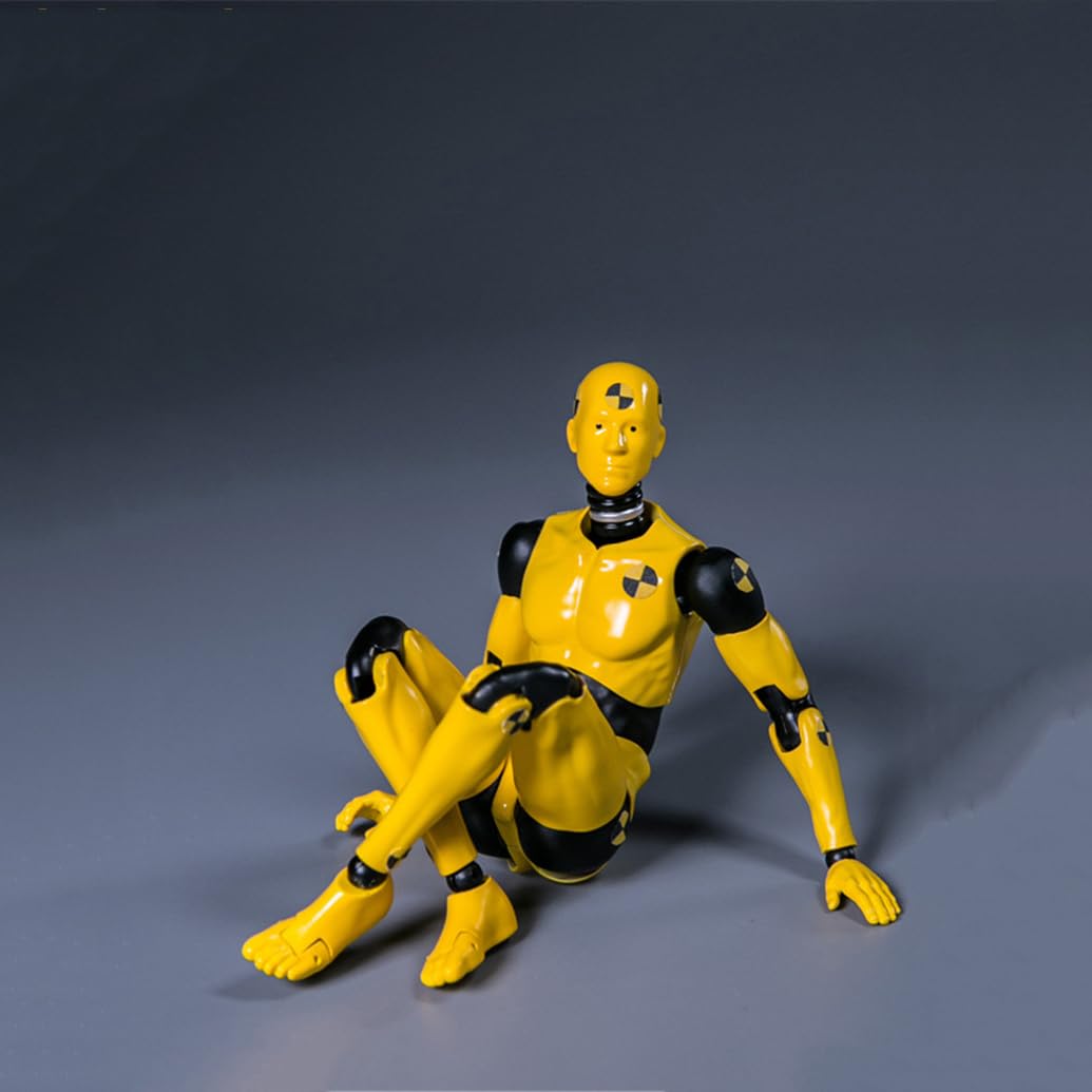 Souforce 1:12 Scale Male Figure Body 6In Flexible Yellow Testman Crash Test Dummy Action Figure Doll Miniature Figure Collection